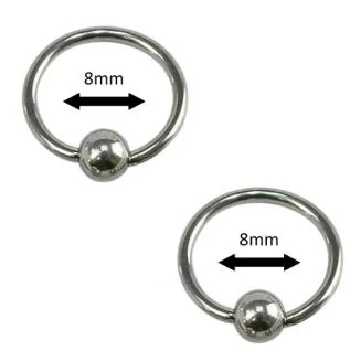 Fako Bijoux - Ball Closure Piercing - Ring - 8mm - Zilverkleurig - 2 Stuks