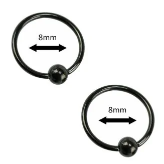 Fako Bijoux - Ball Closure Piercing - Ring - 8mm - Zwart - 2 Stuks