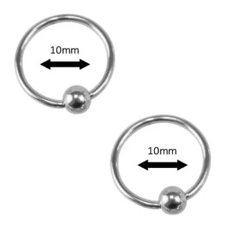 Fako Bijoux - Ball Closure Piercing - Ring - 10mm - Zilverkleurig - 2 Stuks