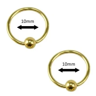 Fako Bijoux - Ball Closure Piercing - Ring - 10mm - Goudkleurig - 2 Stuks