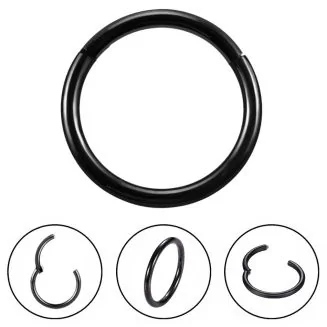 Fako Bijoux - Chirurgisch Stalen Ring Piercing - Diameter 8mm - Dikte 1.2mm - Ringetje geschikt voor Helix, Tragus, Septum, Lip, Neus & Wenkbrauw - Zwart