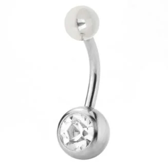 Fako Bijoux - Navelpiercing - Classic - Kristal - Wit