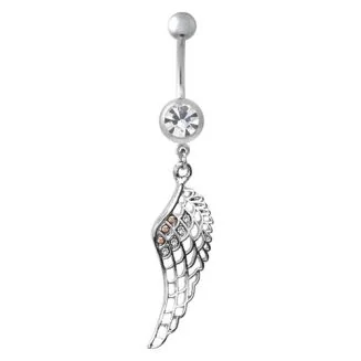 Fako Bijoux - Navelpiercing - Vleugel - Kristal - Wit