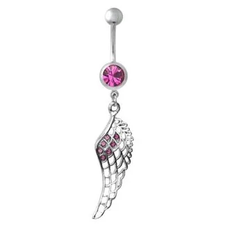 Fako Bijoux - Navelpiercing - Vleugel - Kristal - Roze
