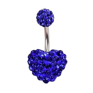 Fako Bijoux - Navelpiercing - Disco Dots Duo - Hart - Donkerblauw