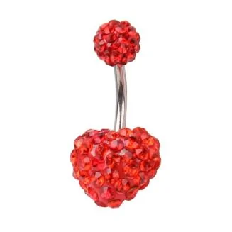 Fako Bijoux - Navelpiercing - Disco Dots Duo - Hart - Rood