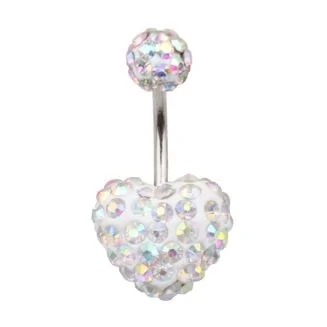 Fako Bijoux - Navelpiercing - Disco Dots Duo - Hart - Wit MC