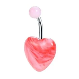 Fako Bijoux - Navelpiercing - Hart Acryl - Marmerlook Rood