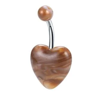 Fako Bijoux - Navelpiercing - Hart Acryl - Marmerlook Bruin