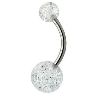 Fako Bijoux - Navelpiercing - Acryl & RVS - Glitter - Wit