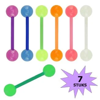 Fako Bijoux - Tongpiercing - "Glow in the Dark" - 7 Stuks
