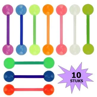 Fako Bijoux - Tongpiercing - "Glow in the Dark" - 10 Stuks