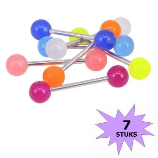 Fako Bijoux - Tongpiercing - "Glow in the Dark" - Stainless Steel - 7 Stuks