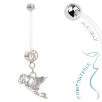 Fako Bijoux - Zwangerschapspiercing - Ooievaar - Wit