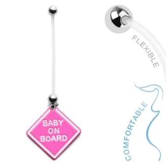 Fako Bijoux - Zwangerschapspiercing - Baby on Board - Roze