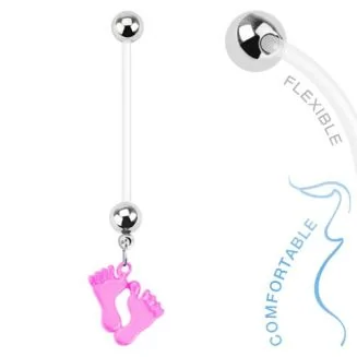 Fako Bijoux - Zwangerschapspiercing - Babyvoetjes - Roze