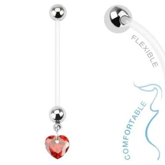 Fako Bijoux - Zwangerschapspiercing - Hart - Rood