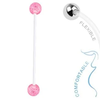 Fako Bijoux - Zwangerschapspiercing - Bioplast Glitter - Roze
