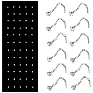 Fako Bijoux - Neuspiercing - Bocht Kristal - Wit - 60 Stuks