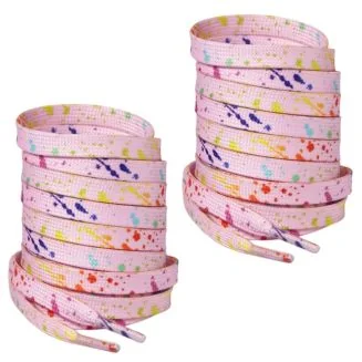 Fako Fashion - Schoenveters - Plat - Spetters - 8mm - 120cm - 1 Paar - 2 Stuks - Roze