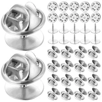 Fako Bijoux - 25 Steek Pinnen Met Pin Backs - Badge Pin - Revers Pinnen - Kopspijkers - Vlinder Clutch Backings - Pin Cap Keepers - DIY Voor Broche Sieraden - 25 Sets - Zilver