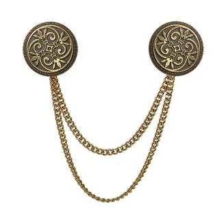 Fako Bijoux - Vestsluiting - Vestclip - Schild Met Ketting - Bronskleurig