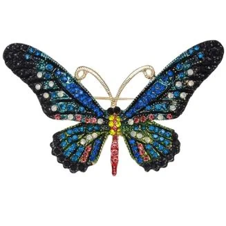 Fako Bijoux - Broche - Vlinder - 76x44mm - Blauw/Groen