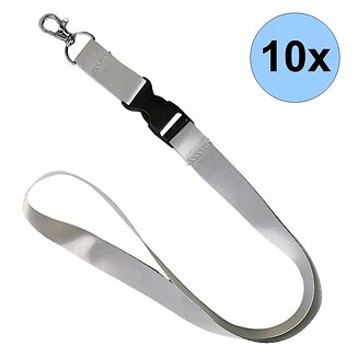 Fako Bijoux - Keycord Classic - Lanyard - Sleutelkoord - Badgehouder - 51cm - 20mm - Grijs - 10 Stuks