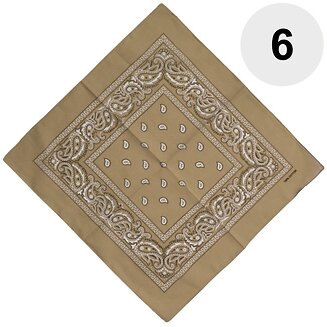 Fako Fashion - Bandana - Hoofddoek - Mondbescherming - Zakdoek - Paisley - Khaki - 6 Stuks