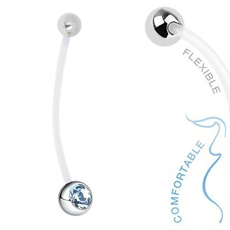 Fako Bijoux - Zwangerschapspiercing - Kristal - Lichtblauw