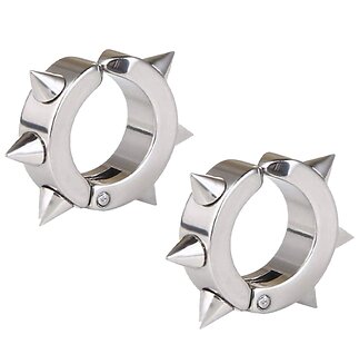 Fako Bijoux - Oorbellen - Oorringen - Stainless Steel - Fake - Spike - Zilverkleurig