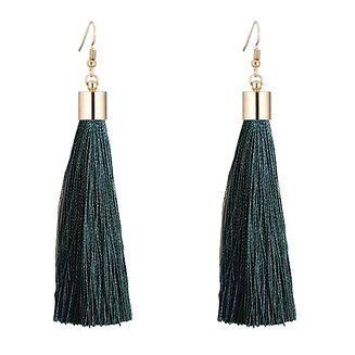 Fako Bijoux - Kwast Oorbellen Classic - 8cm - Goud - Donkergroen