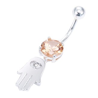 Fako Bijoux - Navelpiercing - Hamsa Handje - Oranje - Zilverkleurig
