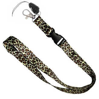 Fako Bijoux - Keycord Print - Lanyard - Sleutelkoord - Badgehouder - 51cm - 20mm - Luipaard Geel