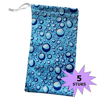 Fako Bijoux - Microvezel Brillenhoes - Druppels - 18x9cm - Blauw - 5 Stuks