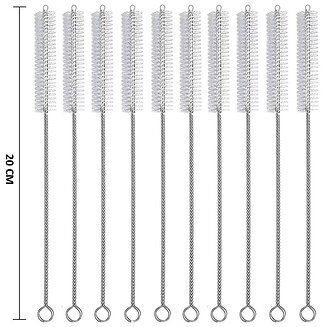 Fako Bijoux - RVS Schoonmaakborstels Voor Rietjes - 25 Stuks - 20cm - Herbruikbaar