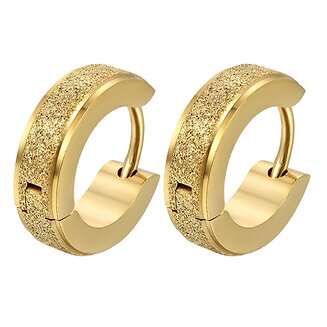 Fako Bijoux - Oorbellen - Oorringen - RVS - Staal - Gezandstraald - Glitter - Stardust - 13mm - Goudkleurig