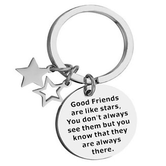 Fako Bijoux - Sleutelhanger Good Friends Are Like Stars ... - Sterren - Cadeau - Geschenk - Zilverkleurig