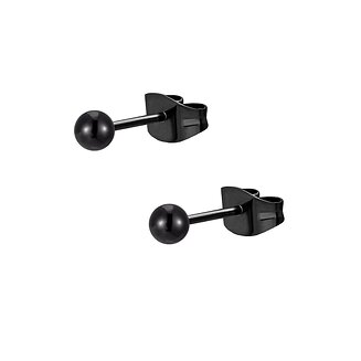 Fako Bijoux - Oorbellen - Steker - RVS - Stainless Steel - Knopje - 4mm - Zwart
