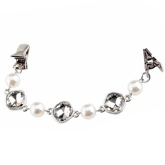 Fako Bijoux - Vestsluiting - Vestclip - Parels & Bling Steentjes - Zilverkleurig