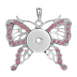 Fako Bijoux - Kettinghanger Voor Click Buttons - Vlinder Strass - Roze