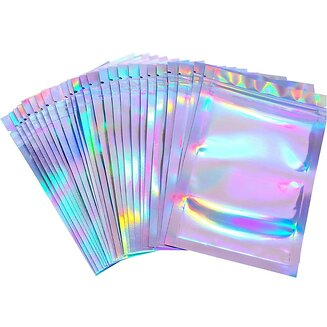 Fako Bijoux - 50 Holografische Folie Zip Lock Zakjes - Mylar Zakken - 8.5x13cm - Uitdeelzakjes - Transparant - Snoepzakjes - Cadeauzakjes - 50 Stuks