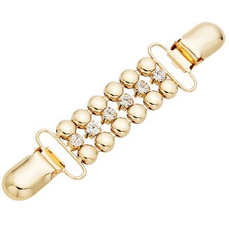 Fako Bijoux - Vestsluiting - Vestclip - Bolletjes - Kristal - Goudkleurig