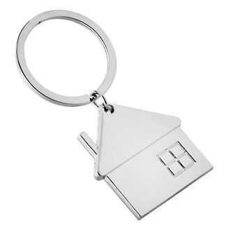 Fako Bijoux - Sleutelhanger - Huis Met Schoorsteen - Zilverkleurig