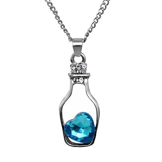 Fako Bijoux - Ketting - Fles Met Hart - Lichtblauw
