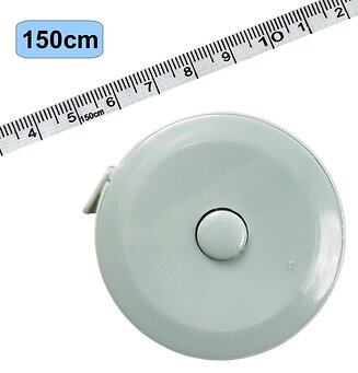 Fako Bijoux - Rolmaat - Meetlint Lichaam - Meetband - Klussen Meetlint - Lintmeter - Hobby Meetlint - Uittrekbaar - 150cm - Blauw/Grijs