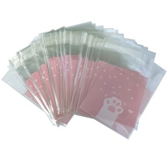 Fako Bijoux - 100x Uitdeelzakjes - Cellofaan Plastic Traktatie Kado Zakjes - Snoepzakjes - Pootje - 7x7cm