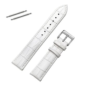Fako - Horlogebandje - Echt Leer - 20mm - Croco - Wit