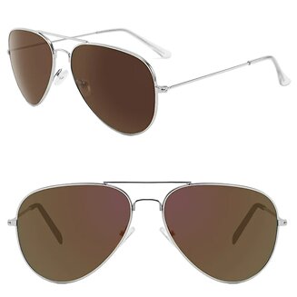 Fako Sunglasses - Pilotenbril - Piloot Zonnebril - Heren Zonnebril - Dames Zonnebril - Zilver - Paars