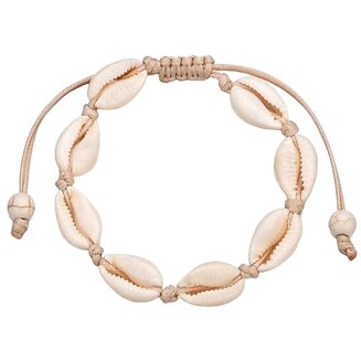 Fako Bijoux - Enkelbandje Schelpjes - Enkelsieraad - Echte Schelpen - Nylon – Wit